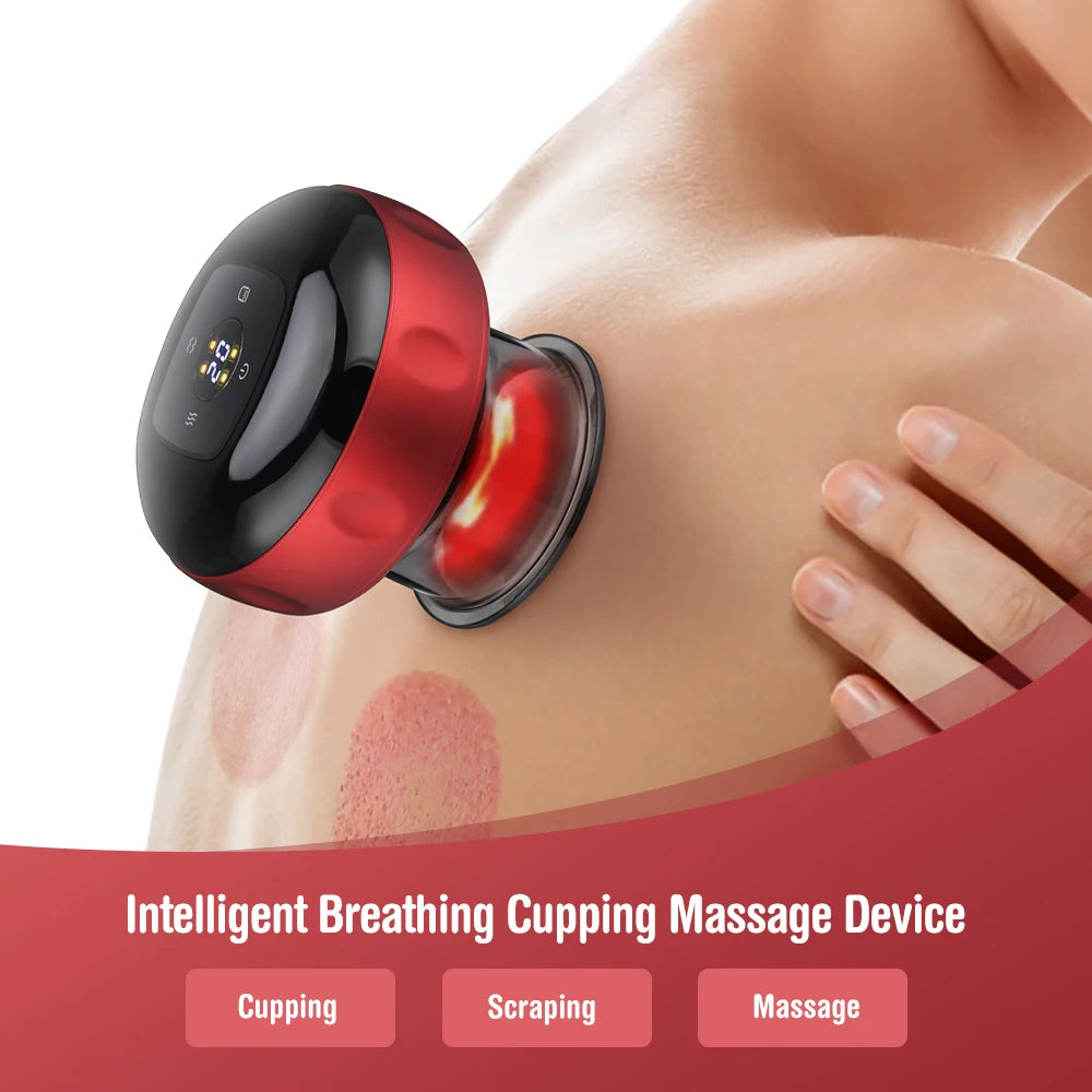 Electric Vacuum Cupping Massager with Heat for Back, Neck, Arms, and Body Therapy